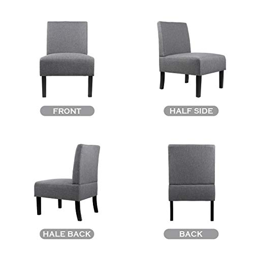 Sthouyn Modern Fabric Armless Accent Chair Decorative Slipper Chair Vanity Chair For Bedroom Desk, Corner Side Chair Living Room Furniture Grey #TOP3