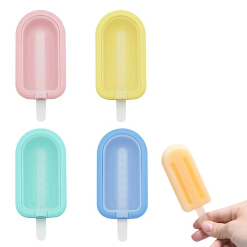 KEQAR 4 moules à glace, moules à glace réutilisables en silicone avec poignées en plastique pour la crème glacée et les desserts maison