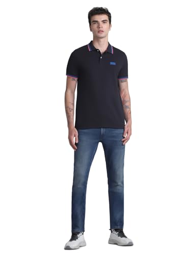 Image of Jack & Jones Men Cotton Solid Slim Fit Polo T-Shirt