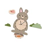 FUTUREORYY Moderne Wanduhr mit Kaninchen Design Leise Pendeluhr Kreative Kinderzimmer Dekoration Einfache Wandmontage Geeignet für Wohnzimmer Schlafzimmer Büro