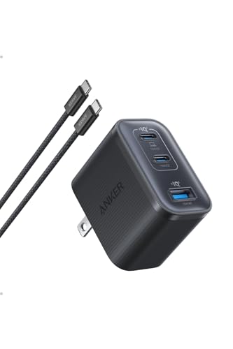 Anker Nano Charger (70W, 3 Ports) with USB-C & USB-C ケーブル ブラック