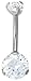 14g Surgical Steel Internally Threaded 2.5 Ct Solitaire CZ Clear Crystal Belly Button Ring