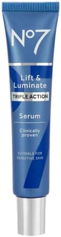 No7 Lift & Luminate Triple Action Face Serum - Collagen Peptide Anti Wrinkle Serum + Brightening Emblica & Vitamin C Face Serum + Pro Retinol Skin Firming Hyaluronic Acid & Hibiscus (30ml)