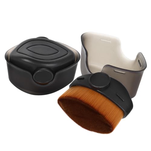 VILLCASE Brocha para Base Líquida 2 Piezas con Funda Portátil, Cerdas Suaves y Ovaladas, Pincel Aplicador Compacto para Maquillaje y Corrector, Adecuado para Uso Diario y Viajes