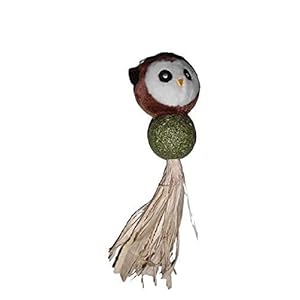 PSK PET MART Natural Attractive Mint Fragrance Funny Playing Catnip Toy for Kitten&Cats (Owl with Ball)