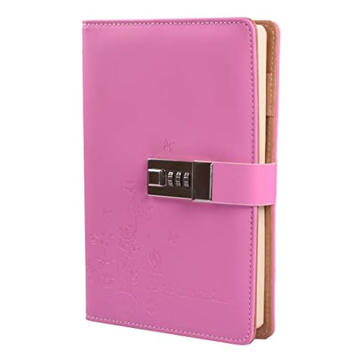 JunShop Lock Diary Combination Locking Journal Writing Notebook A5 Planner Agenda Personal Notepad Pink