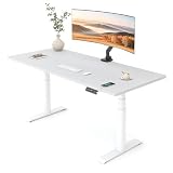 FLEXISPOT E6 Pro 55" x 28" Dual Motor Electric Standing Desk, Organic Modern Oval Leg Design, 3-Stage Height Adjustable Sit Stand Desk with Heavy Duty 330lbs, White Desktop, White Frame