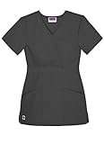 Mock wrap neck binding, Empire midriff waist scrub top