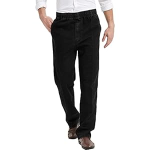 IDEALSANXUN Men’s Elastic Waist Jeans/Twill Casual Pants