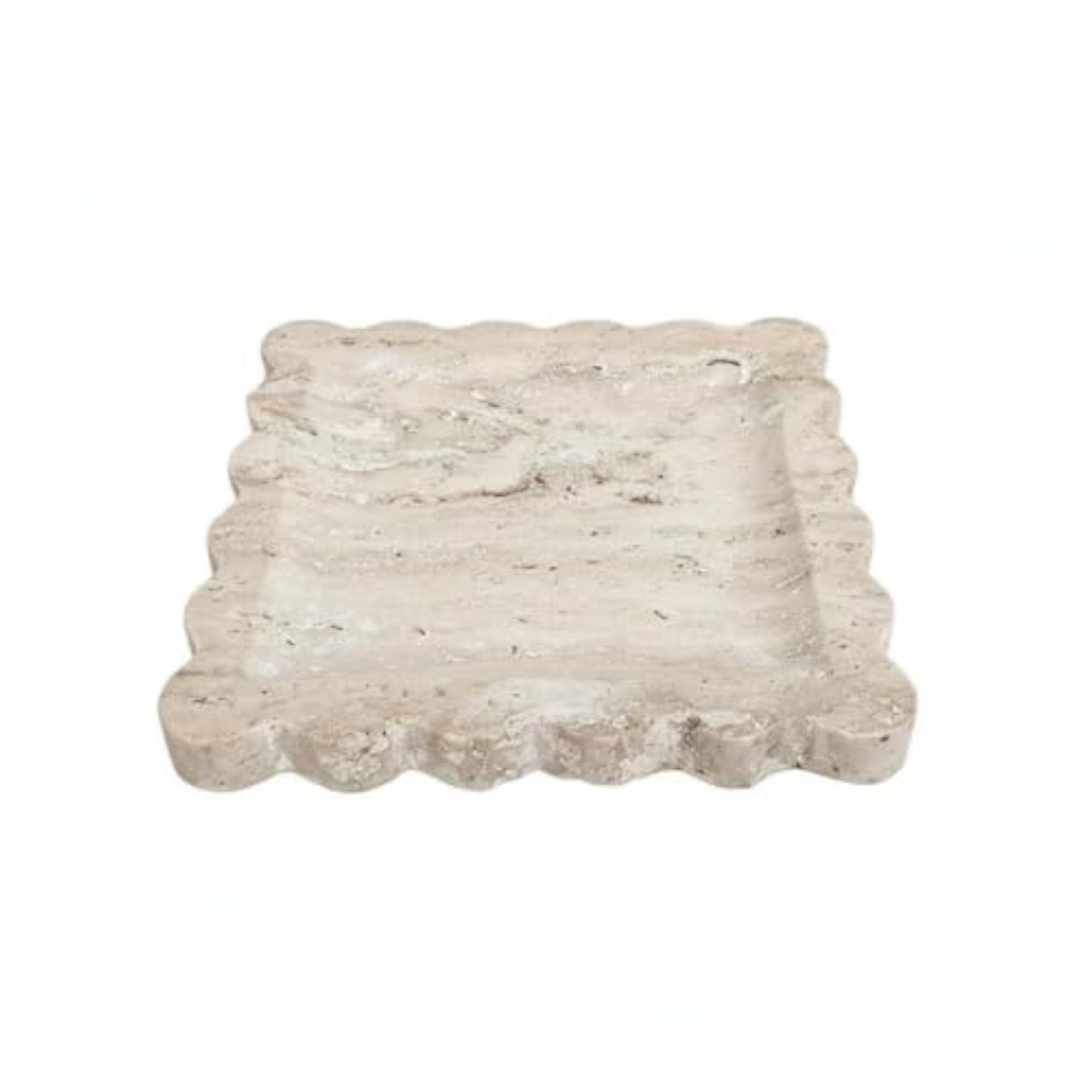 Decorative Edge Stone Tray, Carved Tabletop Accent