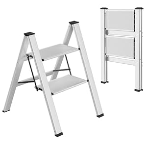 TLGREEN Argent 2-Stufen Klapptrittleiter