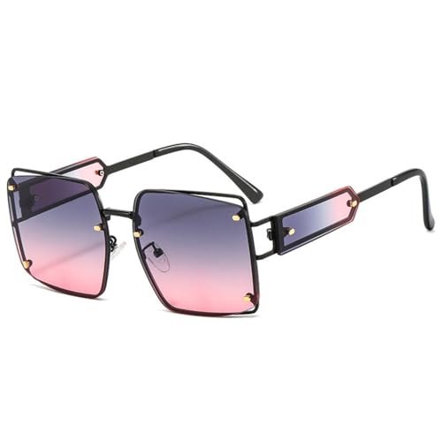Lunettes de soleil carrées rétro avec rivets en métal et verres dégradés punk UV400