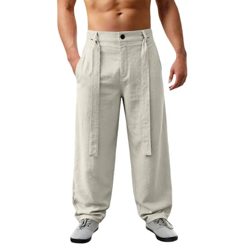 Couleur unie et coupe droite pour ce pantalon cargo blanc à ceinture élastique