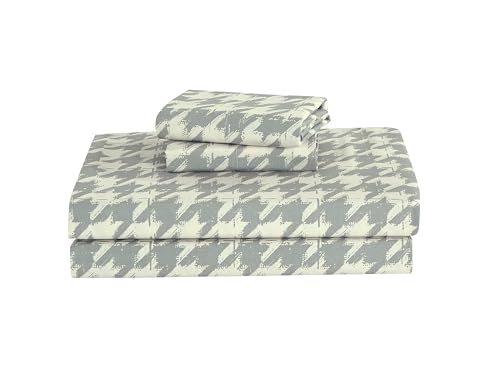 Chezmoi Collection 5-Piece Lodge Plaid Sheet Set Split King - Gray Houndstooth Printed Brushed Microfiber Lightweight Breathable Deep Pocket Bed Sheets by Chezmoi Collection - Used condition - Image 9