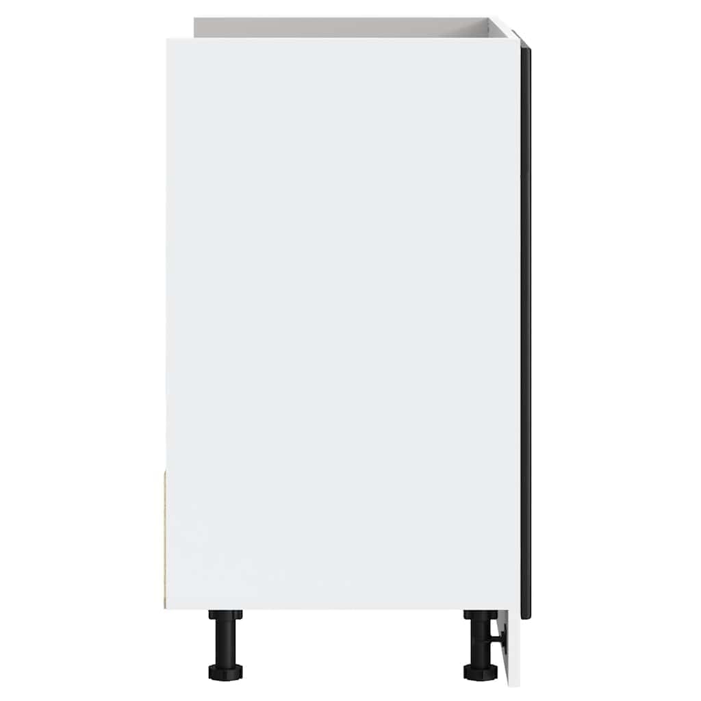 vidaXL Spülenunterschrank Porto Schwarz 80x46x81,5 cm Holzwerkstoff, Küchenunterschrank, Unterschrank für Küche, Küchenzeile, Küchenschrank