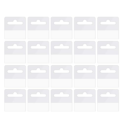 SWYSGS Pack of 100 Transparent Hanging Tabs Self-Adhesive Euro Hole Hangers for Shop and Retail Display Pieces Hanging Labels Hooks Made of Plastic (40 x 35 cm)