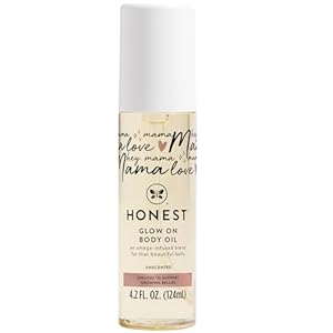 The Honest Company Mama Hydrating and Soothing Glow On Body Belly Oil, Plant Based Hypoallergenic, Fragrance-Free, 4.2 fl oz