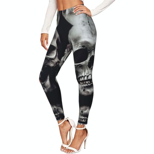 Leggings con estampado de calavera para mujer: pantalones de entrenamiento suaves de uso diario