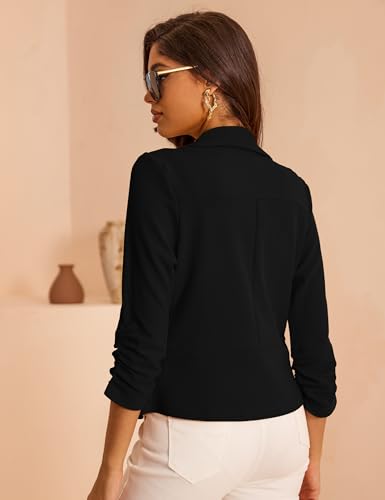 Women's 3/4 Sleeve Cropped Blazer Lightweight Open Front Cardigan Jacket for Business Causal S-XL4