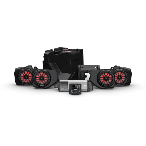 Rockford Fosgate RNGR18-STG4 Audio Kit: PMX-2 Receiver, 1500-Watt Amp, M1 Series Color Optix Multicolor LED Lighted Front & Rear Speakers Plus Subwoofer for Select Polaris Ranger Models (2018-2022)