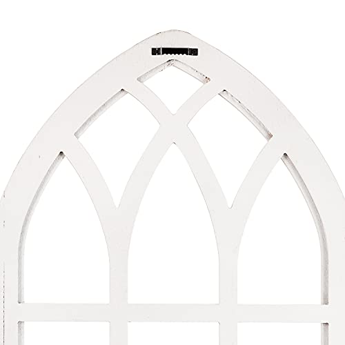 Ka Home Cathedral Arch Wall Decor Window - Rustic Window Frame For Farmhouse, Vintage Or Salvage Style - White Wood Window Frame With Arched Top - 16.25 Inches Wide, 27.75 Inches Tall #TOP4