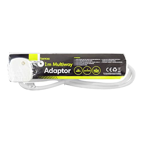 Image of Benross 45080 4-Way Extension Lead / 1 Metre Long / 13A / Suitable For Home or Office Use