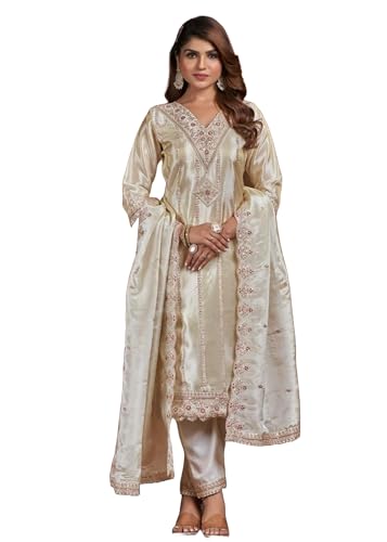 Ready to Wear Muslim Party Kanjivaram Silk With Embroidery Work Salwar Kameez Pants Style 7838