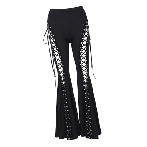 Pantalon évasé tendance femme confortable respirant à lacets style casual chic