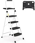 SocTone 4 Échelle d'étape, tabouret pliant avec plate-forme d'outils, étourdissante et en acier portable pour adultes, 330LBS Capacité Échelle pour Home Kitchen Pantry Office.