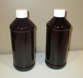 16 Ounce Modern Round PET Dark Amber Medical Bottles With Caps Pharmaceutical Grade-Lot of 25