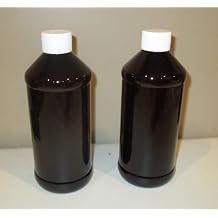 16 Ounce Modern Round PET Dark Amber Medical Bottles With Caps Pharmaceutical Grade-Lot of 12