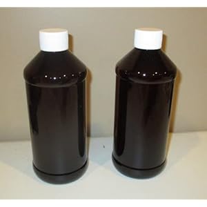 Magnetic Water Technology 16 Ounce Modern Round PET Dark Amber Medical Bottles With Caps Pharmaceutical Grade-Lot of 25