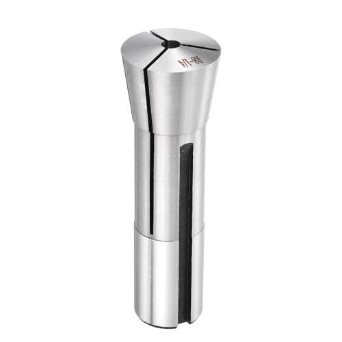 Image of sourcing map R8 1/4" (6.3mm) Round Collet 7/16-20UNF Thread R8 Precision Round Spring Collet Mill Chuck Holder 0.015mm Accuracy for CNC Engraving Machine Milling Lathe Tool, Silver