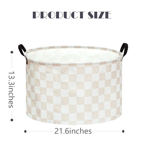 Image of MAIZMZ Checkered Storage Basket Extra Large 80L Kids Hamper Baby Laundry Basket Waterproof Toys Car Organizer Collapsible Canvas for Home /Dorm /Pet /Office /Closet /Shelf /Gift Baskets