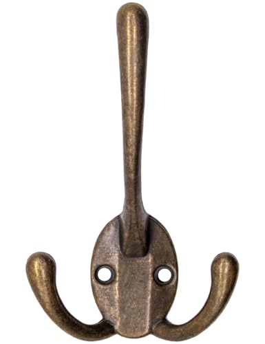 Fuxxer Antike Garderoben-Haken, Handtuch-Haken, Kleider-Haken, Hut-Haken, Wand-Haken im Messing Bronze Design, Vintage Landhaus Retro, 5er Set,