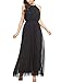 Persun Women's Open Shoulder Cut Out Back Pleated Chiffon Sleeveless Maxi Dress Black Large