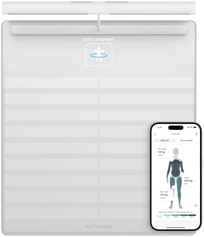 WITHINGS Body Scan - Connected WiFi Scales to Improve Your Health, BIA Personal Scale, Body Composition Analysis, Body Fat, Muscle Mass, Water Percentage, Electrocardiogram, White