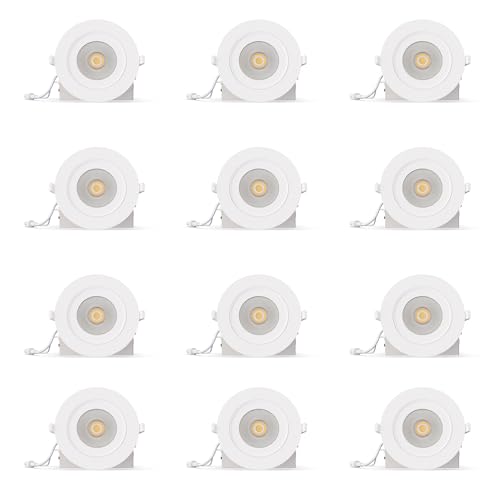 INFIBRITE 360 Degree Gimbal 4 Inch 5CCT Selectable White New Construction 12 Watt 1200LM Triac Dimmable LED Recessed Downllight 12 Pack