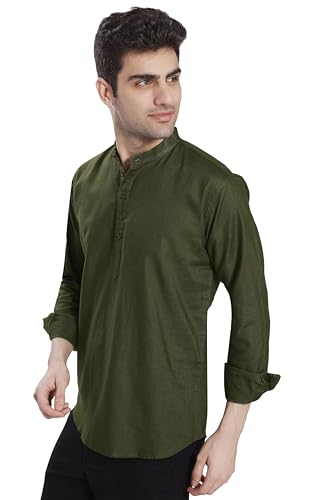 Image of DIVISIVE Men's Slim Fit Full Sleeves Cotton Short Kurta