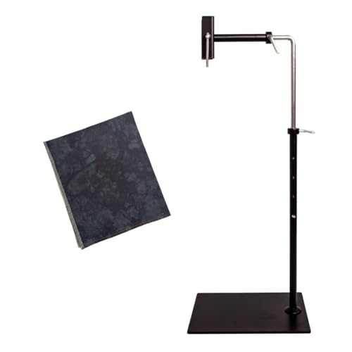Image of VolcanoStitching Lowery Black Floor Stand Set - 16ct Hand-Dyed Aida | Hands-free Lowery floor stand for cross stitch & embroidery hoops; includes hand-dyed 16-count Aida in matching Black