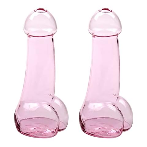 RSTYS 2Pcs Pink Transparent Wine Glass,6.3inch Creative Funny Cocktail Glass Cup,Irregular Novelty Cup Beer Juice Cup,Birthday Party Funny Cup Cover