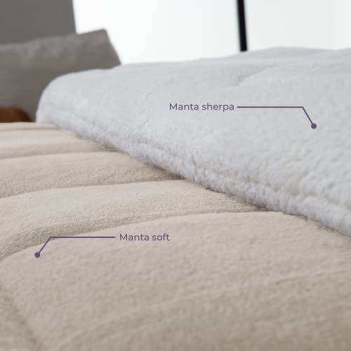 Coberdrom Soft Dupla Face com Sherpa e Manta Plush (KING SIZE, AVELÃ)