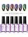 Color changing cat eye gel nail polish, Beau Gel UV LED 3D Chameleon mood magnet polish with Nail Magnet Stick (6 Colors) #03