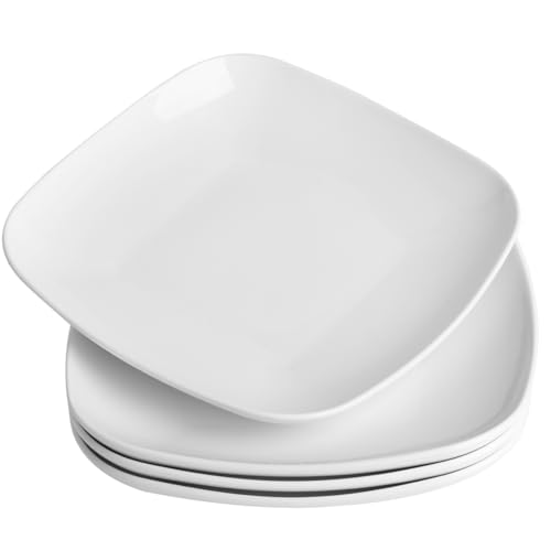 KITCHENLESTAR Ceramic Square Dinner Plates,9 Inch Square Serving Plate for Steak, Pasta, Salad, Snacks, Dessert, Appetizer Plates-Set of 4 by KITCHENLESTAR - Used condition - US$23.93