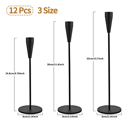 Candlestick Holders For Taper Candles Candlestick Holders Set Of 12,Decorative Black Candlestick Holder For Wedding,Metal Tall Candle Stick Holders For Pillar Candles Home Candlelight Dinning #TOP1