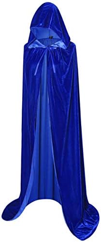 Txian Full Length Hooded Velvet Cloak Halloween Christmas Fancy Cape Costumes 59" (Silver gray)