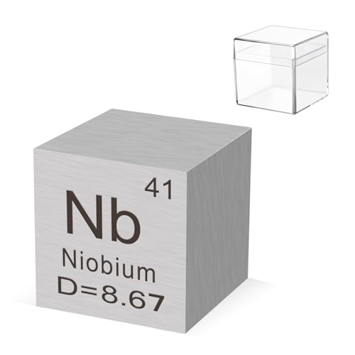 0.39" Niobium Metal Element Cube 10MM Density Cubes 99.95% High Purity, Periodic Table of Elements Collection for Element Collections Hobbies, Pure Niobium Cube(Nb 0.39 Inch)