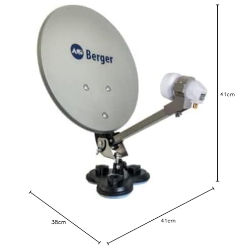 BERGER - Sistema De Satélite Móvil - Antena Parabólica Pequeña con LNB Único - Parabólicas Kit Completo En Maletín De Camping, Kit parabólica 60 cm, Soporte y LNB Universal - imagen 7