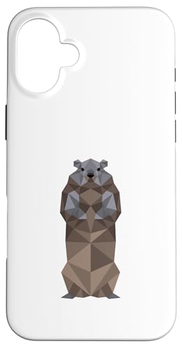 Polygonal Groundhog Illustration Polygon Woodchuck Marmot �X�}�z�P�[�X iPhone 16 Plus �p