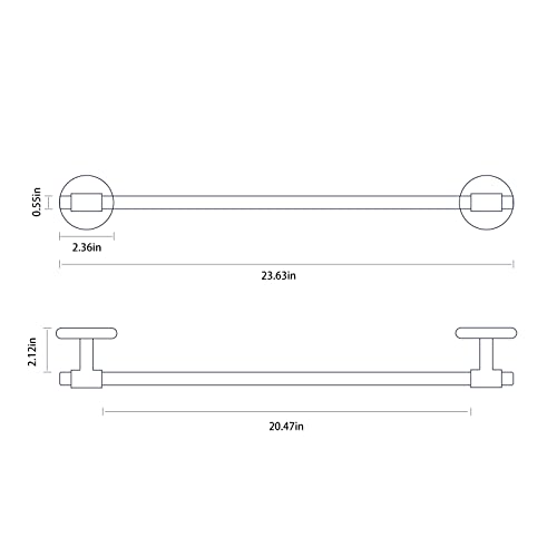 Bathroom Towel Bar 23.6 Inches Acrylic Shower Towel Rack For Bathroom Drill Free Bath Accessories Kitchen Towel Holder Wall Mounted Matte Black #TOP2